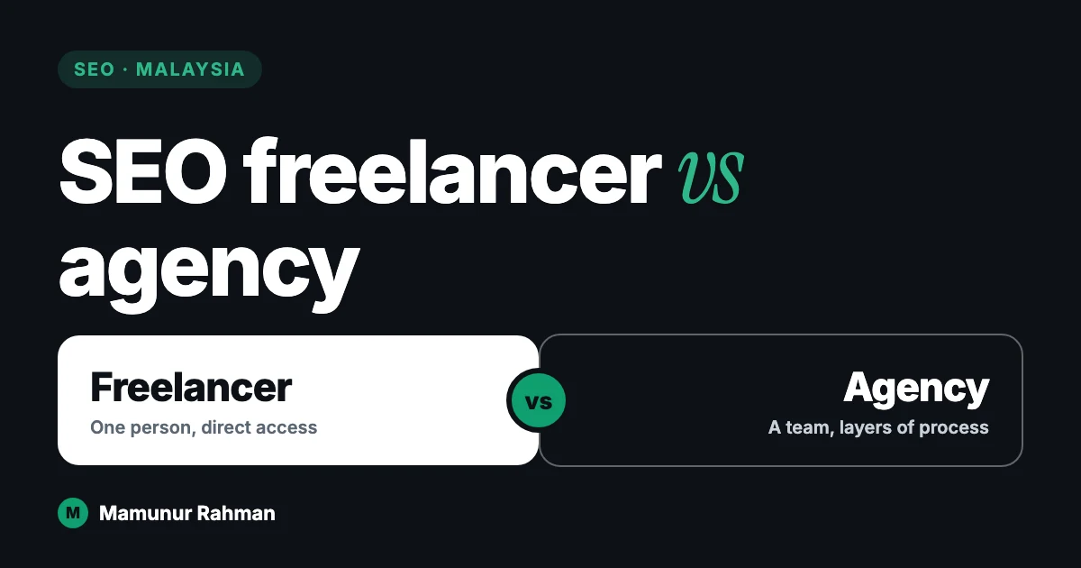SEO freelancer vs agency in Malaysia — an honest comparison